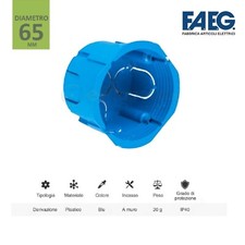 Scatola cassetta tonda rotonda da incasso muro di derivazione 65mm