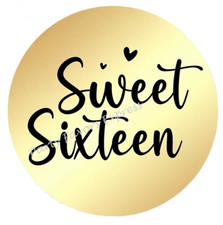 GOLD FOIL SWEET 16 BIRTHDAY ENVELOPE SEALS LABELS STICKERS PARTY FAVORS