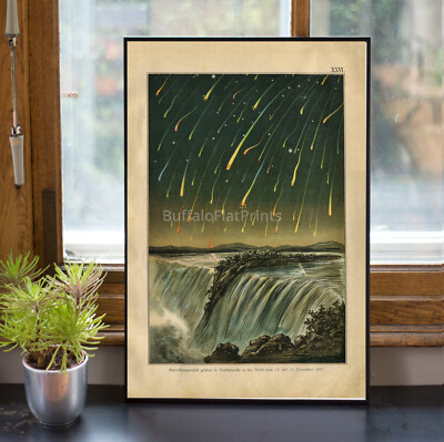 Niagara Falls Falling Stars Comets Leonids Meteor Shower Unique Poster Print