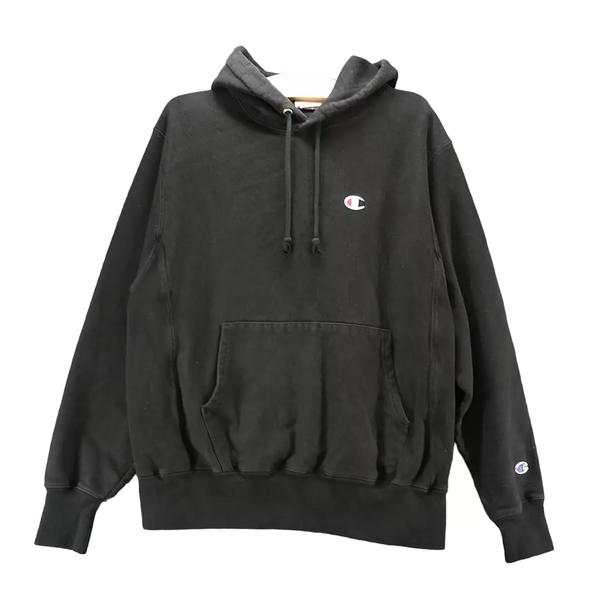 Champion Men's Reverse Weave Hoodie Sweatshirt Black M Pullover Embroidered Logo