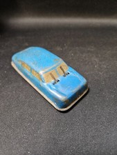 Vintage 1950s Argo Metal Tin Litho Blue Sedan Friction Car Toy Working Wipers