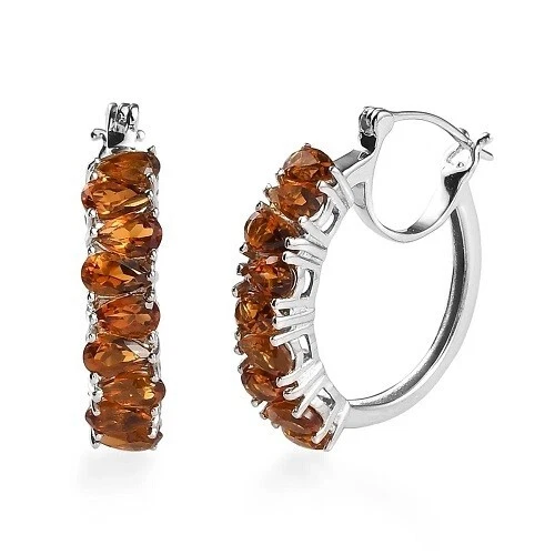 Santa Ana Madeira Citrine Hoop Earrings Platinum Over Sterling