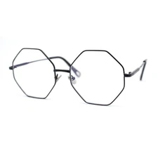 Womens Octagonal Metal Rim Clear Lens Fashion Eyeglasses