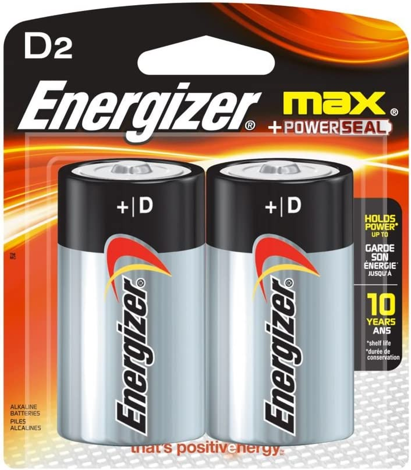 MAX D Alkaline Batteries, 2-Count
