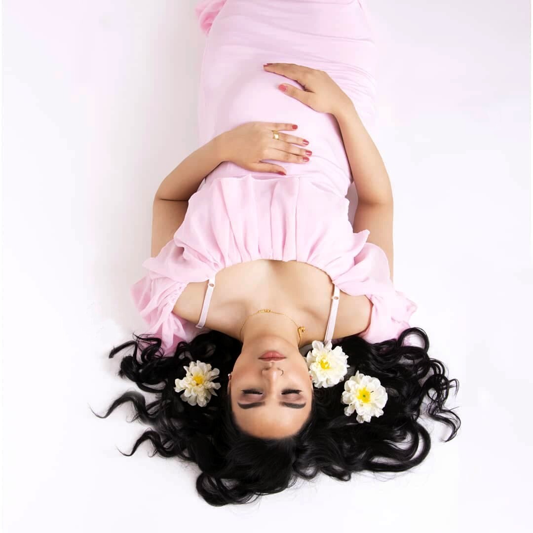 Maternity Dress Ruffles Gown Photo Prop Baby Shower Off Shoulder