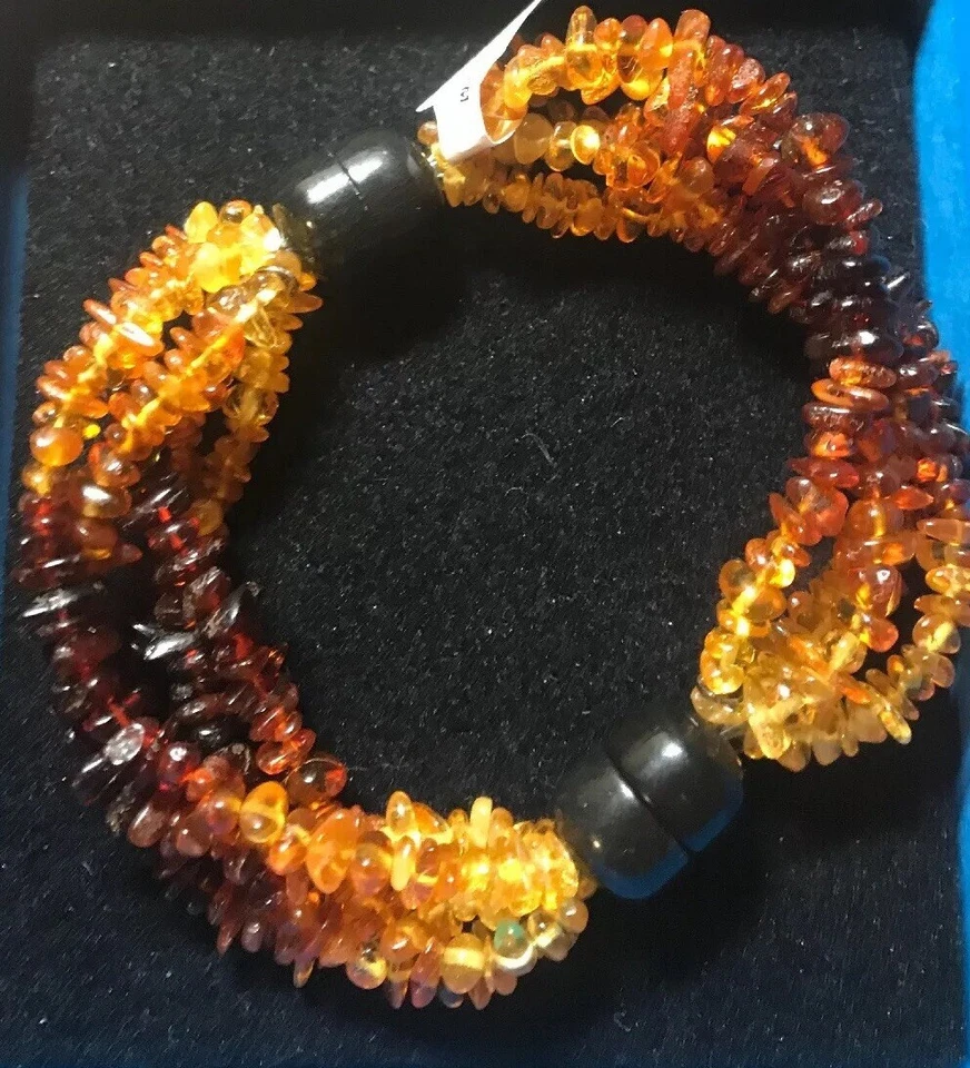 Pulsera Jay King ámbar y negra turmalina con cuentas magnéticas nueva con etiquetas Ret $100 S/M Foto 2 de 4