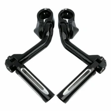 1 1/4" Black FootPeg Footrest Long Angled Mount Bracket Fit For Harley Touring