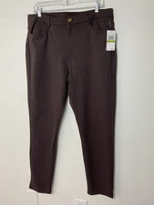 Michael Kors Womens Slim Ponte Knit Ankle Pant Size 14  Stretch Brown