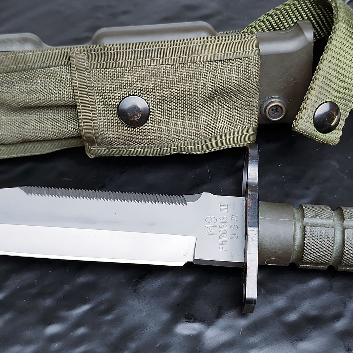 Buck 188 M9 Phrobis III Bayonet Knife 1987 U.S.A. Vintage OD Green