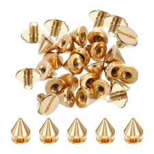 20Set Spikes and Studs Kit, 7.5 x 8mm Cone Spikes Punk Rock Rivets, Gold