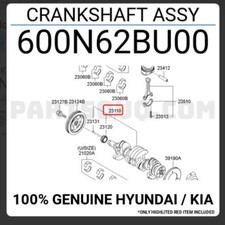 Genuine Hyundai Kia Crankshaft 600N62BU00 for Elantra Accent Soul 1.6L Engine