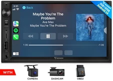 OBD+DVR+Double DIN 7" IPS Car Stereo Radio Android 14 CarPlay WiFi Head Unit GPS