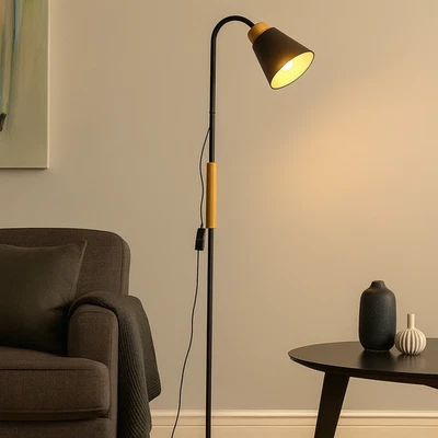 Lampada da terra retrò gialla con bronzo - Milou | Leroy Merlin