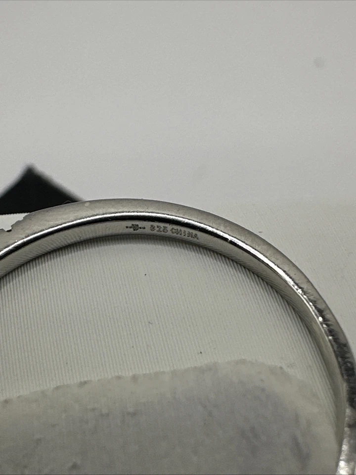 Anillo banda delgada de espinela rosa natural de plata de ley talla 10 Foto 4 de 4