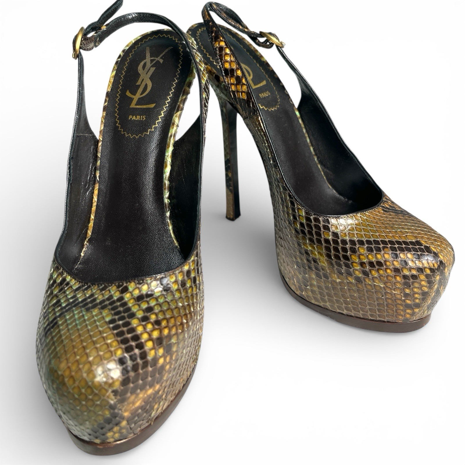 YSL Yves Saint Laurent Python Platform Heels 37 S… - image 1