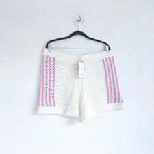 Cotton Blend The Frolic Cream Knit Crochet Shorts With Pastel Side Stripe 16 NWT