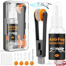 Complete Eyeglass Cleaning Repair Kit Anti Fog Spray Microfiber Pads Tool Set US
