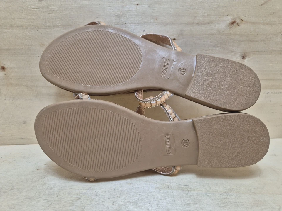 ESPRIT DAMEN SANDALEN SANDALETTEN SLIPPER LATSCHEN Gr:40 UK:6,5 BEIGE - Bild 4 von 4