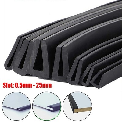 0.5mm-25mm Kantenschutz Gummi Fassungsprofil Gummidichtung U-Profil Steckplatz
