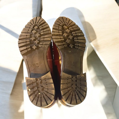 Nine West Damen 7,5 spitz zulaufende Halbschuhe Leder klobige Quasten Leder weinrot - Bild 8 von 8