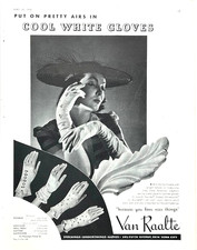 1938 Ad Van Raalte Cool White Gloves Fauntex Honeycomb Airynette Rayon Fabrics