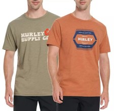 Hurley Men  s 2 Pack Graphic T-shirt Short Sleeve Cotton Tee Size Large NEW 