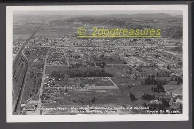 Rppc Air View Auburn Wa Washington Between Seattle Tacoma Pop 14000 Railroad Mor
