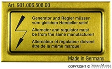 Porsche Alternator/Regulator Decal - 911/912/914 65-76  901-006-508-00 9010065