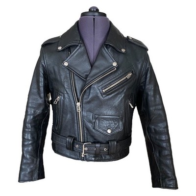 Alberto Moscow schwarze Leder Biker Jacke Steppfutter Reißverschluss Ärmel Damen UK8