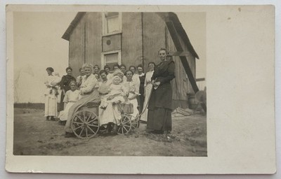 RPPC Antique Postcard Group Women Children Rolling Chair Farmhouse Rural Life