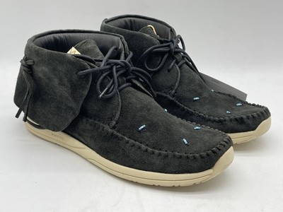 Visvim FBT LHAMO-FOLK Suede Moccasin Sneakers Mens 8.5 Black Display Pair