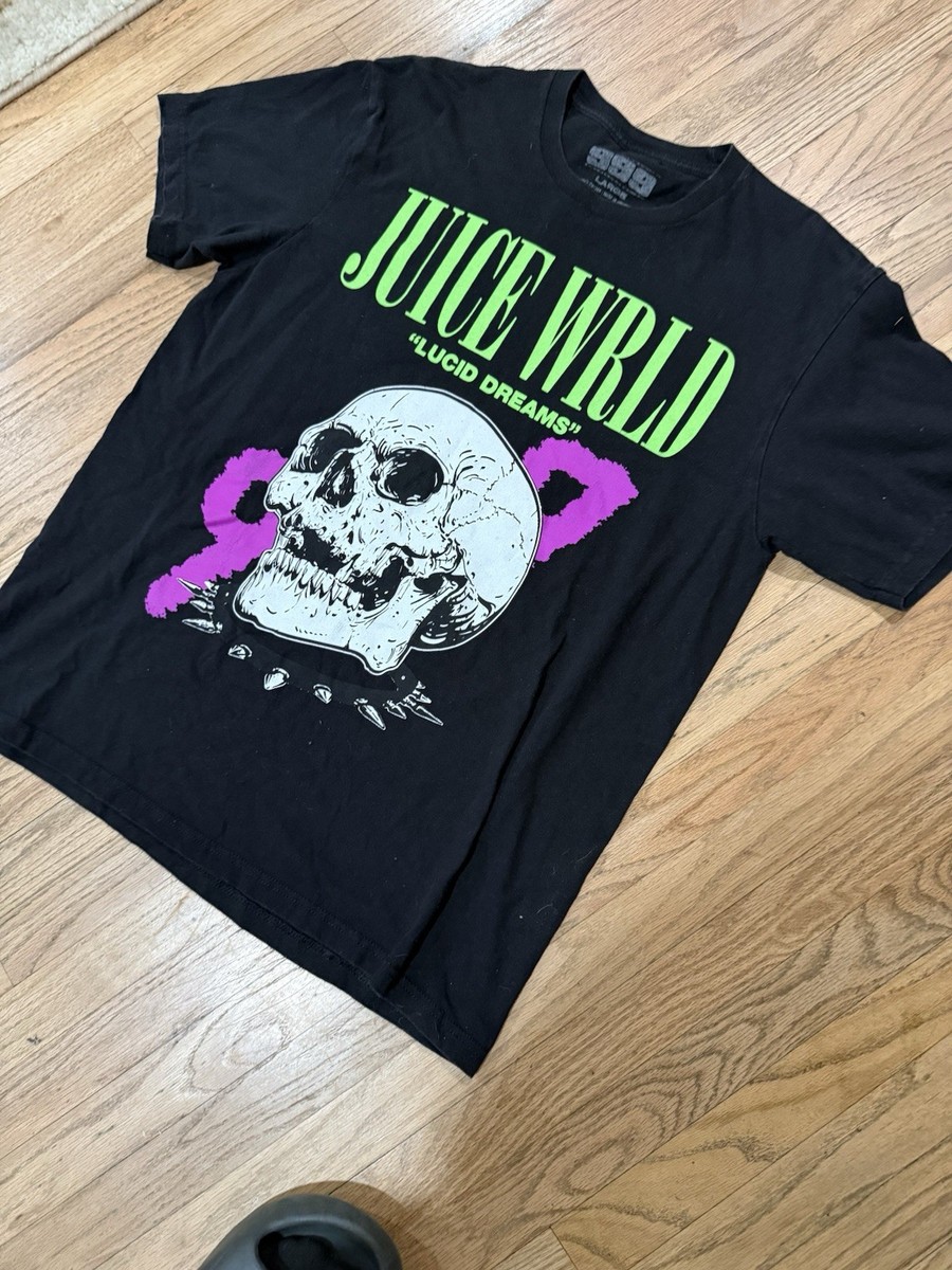 Juice WRLD Lucid Dreams 999 Hiphop Rap Merch Black Skull Graphic T-shirt Size L