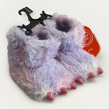 Wonder Nation Purple Monster Claw Foot Slippers Toddler Girl 5-6 Plush Bootie