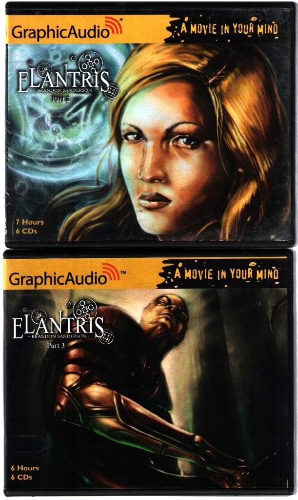 Lot of 2 Elantris 2 & 3 by Brandon Sanderson Graphic Audio CDs Full Cast