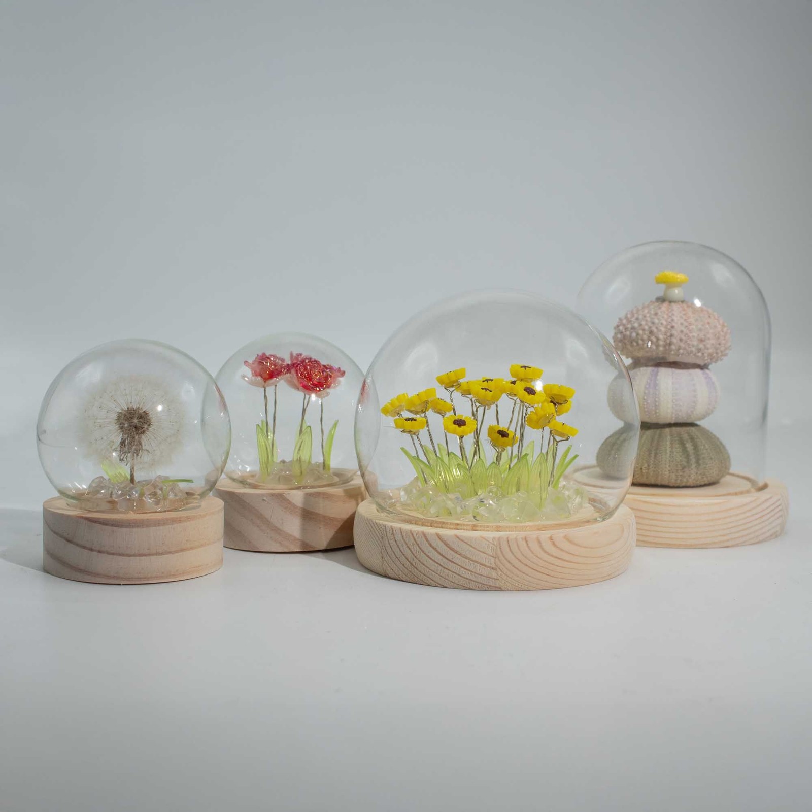 Floral Glow Garden Dome 10 Pink Roses LED Night Light USB Powered Glass Dome