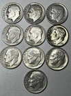 Lot of 10 Roosevelt  Dimes -  90% Silver. Various Dates & Mints.
