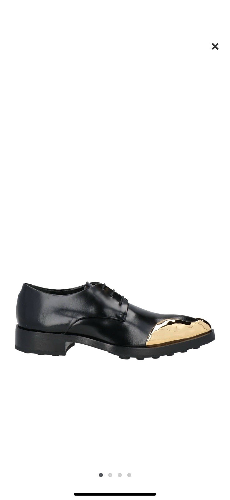 JIL SANDER Men’s Leather Derby Dress Shoes Black Pointed Gold Toe Cap 8.5 image 4