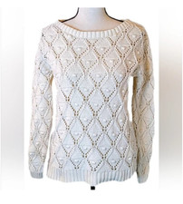 Tommy Hilfiger Cotton Preppy Coastal Cottagecore Knitted Fisherman Sweater Sz M