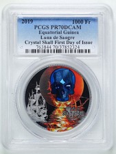 Equatorial Guinea 2019 Luna de Sangre Crystal Skull PR70DCAM PCGS 37852324 FDOI