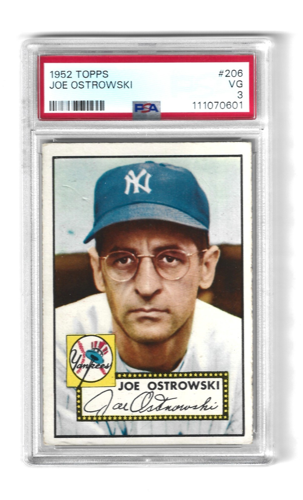 1952 Topps Baseball #206 Joe Ostrowski PSA 3