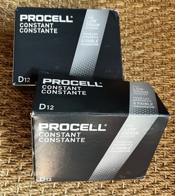 24 Duracell Procell D Constant Alkaline Batteries (2 Boxes of 12) Mar 2033 exp