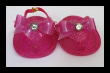 Build A Bear Workshop Pink Glitter Jelly Flip Flops Shoes with Bow  Rhinestone