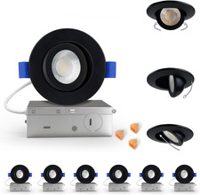 Adjustable 3" Gimbal LED Recessed Lights, Dimmable, 6 Pack, 2700K-5000K