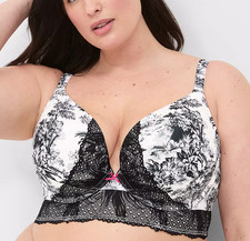 Cacique Lane Bryant Women s Smooth Boost Plunge Longline Bra with Lace size 44B