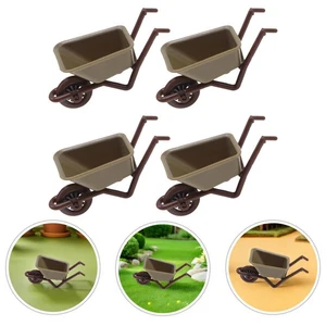4 Pcs Miniature Doll House Accessories Wheelbarrow Decor Dollhouse Farm Garden