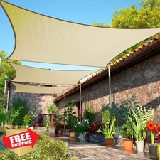 ShadeMart 8'x10' Beige Sun Shade Sail Rectangle Canopy Screen, UV Resistant