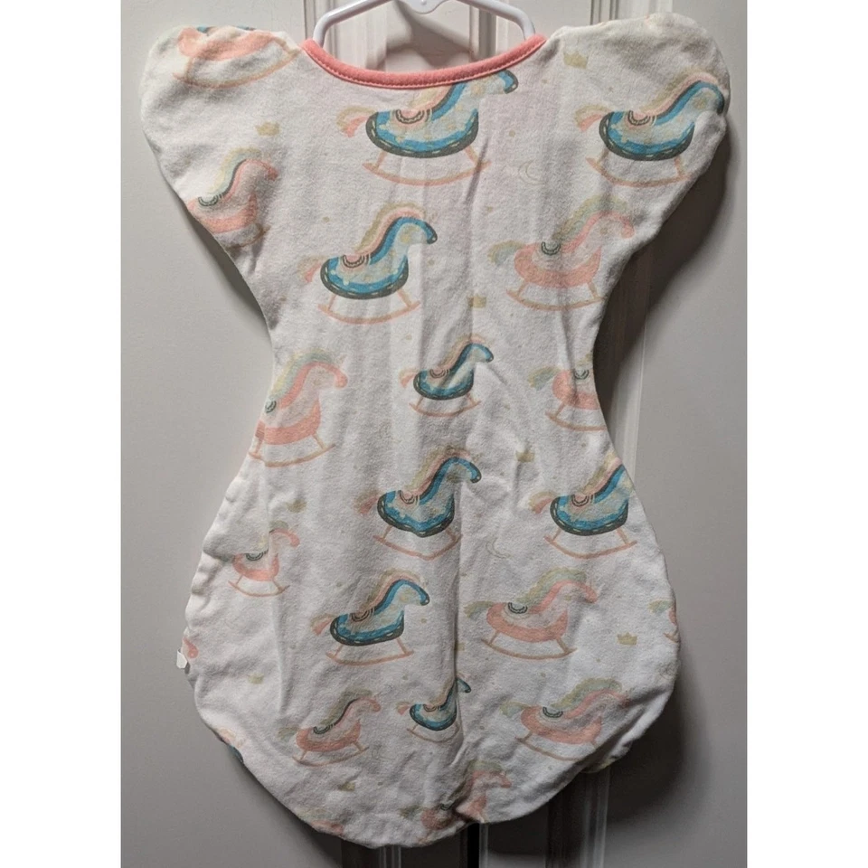 Newborn Baby Girl Small Transition Sleep Swaddle Zip Up Rocking Horse Unicorn - Image 2 of 4