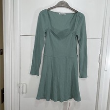 Reformation Dress Mint Green Sweetheart A Line Ribbed Skater Fit & Flare Size L