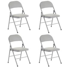 4 Pack Metal Folding Chair with Padded Seat for Events Office Wedding Party Gray