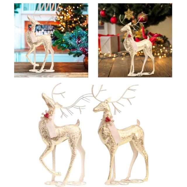 Christmas Elk Statue Reindeer Figurines Vintage for Xmas Window Show Bedroom